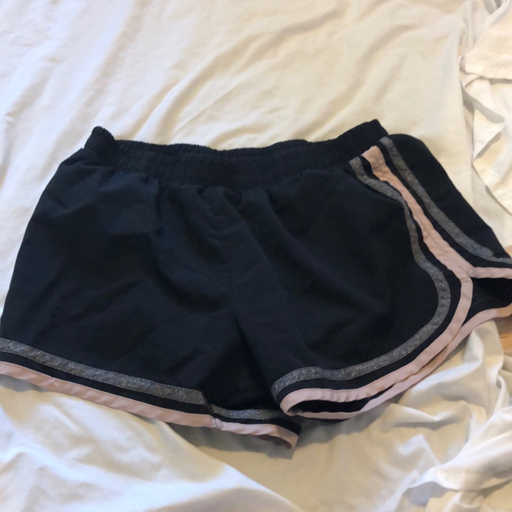 Black pink and grey athletic shorts